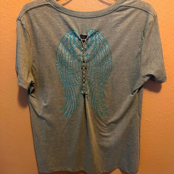 Grey shirt with blue and silver wing shirt - Picture 1 of 7
